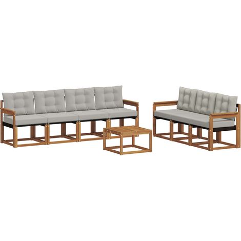 Conjunto de sofás de exterior 8 uds. Gris Natural y Claro vidaXL (1/5)