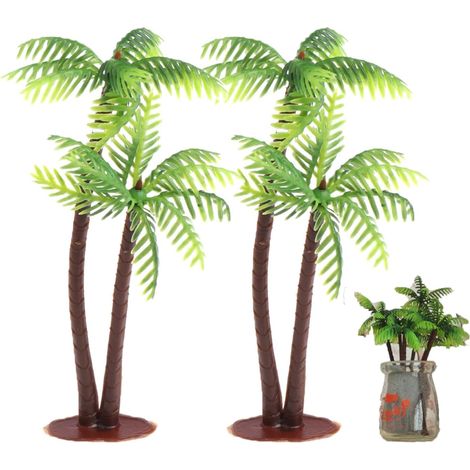 palmeras de coco artificiales en miniatura para modelismo, paisajismo y decoración del hogar (14 cm)