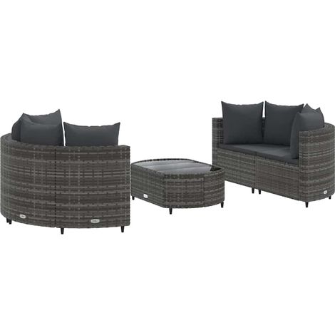 Maison Exclusive - 5-tlg. Garten-Sofagarnitur mit Kissen Grau Pol