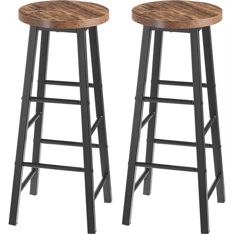 WOLTU 2er-Set Barhocker Bistrohocker Tresenhocker Barstuhl, Gestell aus stabilem Stahl, Stizfläche aus MDF, schwarz-vintage (1/5)