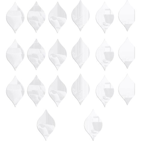 Stickers Miroir Acrylique - Forme Goutte - 8 cm x 15 cm - Décoration Murale Intérieure - 20 Pièces (1/5)
