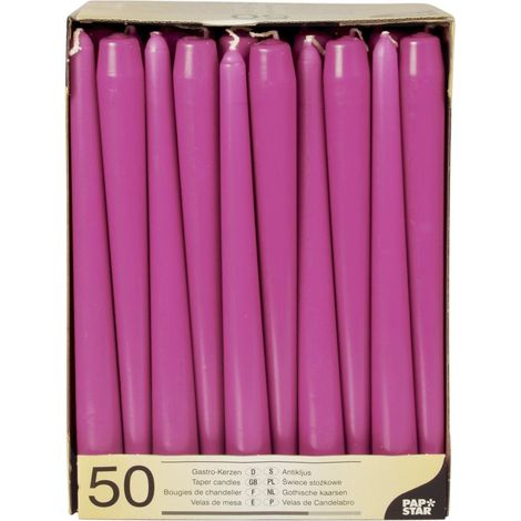 LOT DE 50 BOUGIES DE CHANDELIER - DIAMÈTRE : 2,2 CM - 25 CM - FUCHSIA PAPSTAR 81765