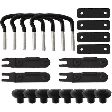 Kit de fixation universel pour coffre de toit avec boulons en U, pratique et facile à installer. (1/5)