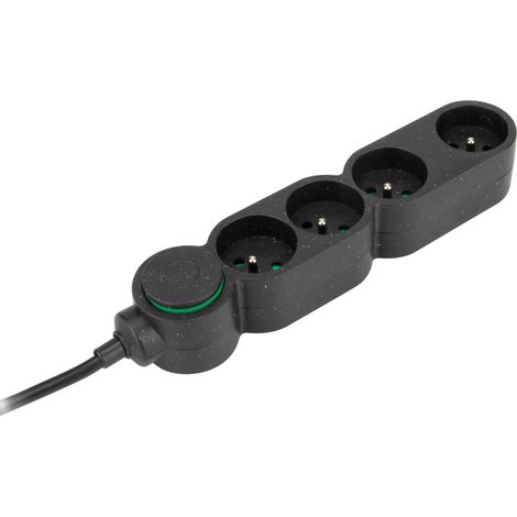 Bloc multiprise écoresponsable 4 prises 2P+T Home Green - Noir - Zenitech (1/4)