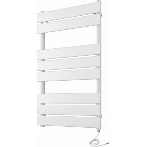 Richmond Electric Heated Towel Rail White 400mm W x 800mm H Flat Panel Bathroom Radiator (1/4)