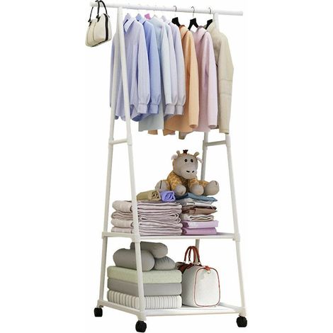 Green Mobility-Porte-manteau en métal pour vêtements 55x42x160cm Blanc (1/4)