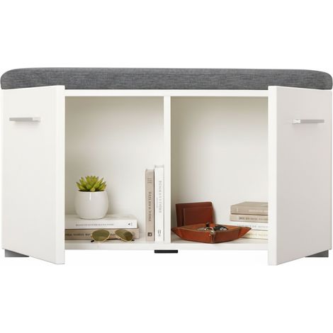 Eingangsmöbel Cannole, ein Regalboden, 2 Türen, 2 Fächer, 79x35x45h cm Weiß