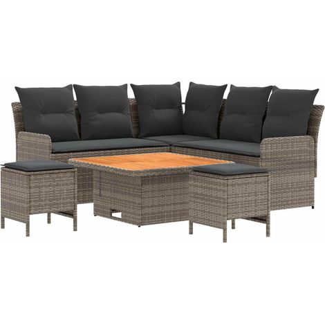 Möbelsets 6 stk. Grau und Dunkelgrau PE-Rattan vidaXL (1/5)