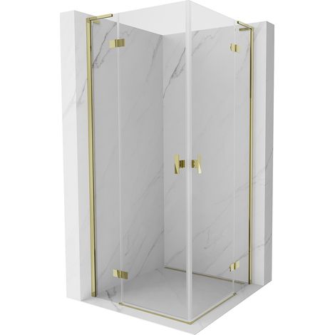 Mexen Mist-H L Duo Duschkabine schwenkbar 75 x 75 cm, transparent, gold - 8A5L-075L-075P-50-00 (1/5)