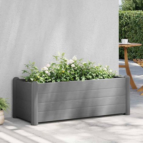 vidaXL Letto Rialzato da Giardino in PP Grigio Pietra 100x43x35