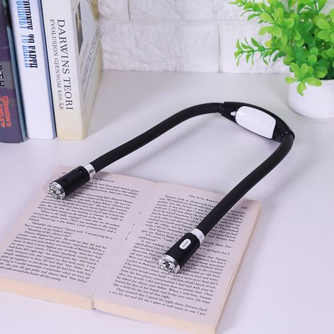 Lampe LED flexible à suspendre autour du cou, mains libres, réglable et pliable, idéale pour la lecture nocturne (noire) (1/5)