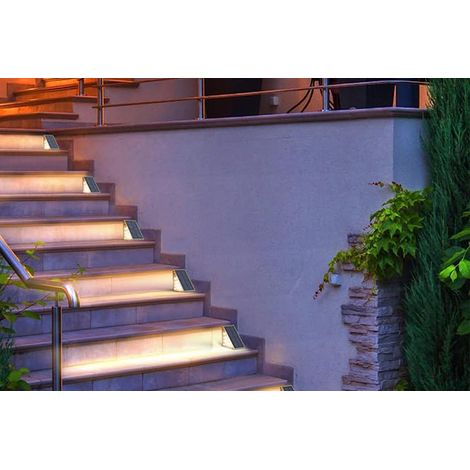 Lot de 2 lampes solaires LED pour marches d'escalier extérieures, décoration de jardin (blanc chaud) (1/3)