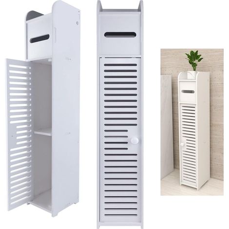 Petite armoire D'angle de salle de bain avec portes et étagères, évier étroit pour salon, cuisine, couloir, 81 x 16 x 16 cm (1/5)