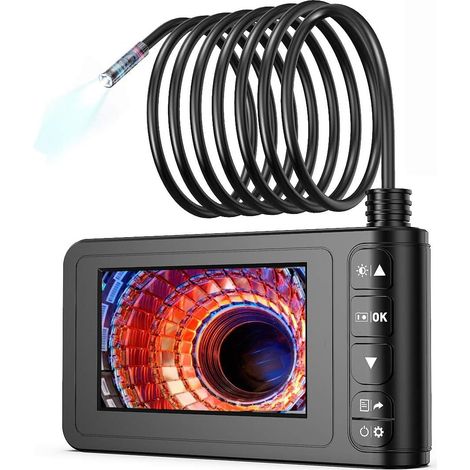Endoscope Industriel, Caméra d'Inspection de Pipeline, Endoscope Étanche 4.3 Pouces, LCD Écran Snake Caméra, vidéo d'inspection avec 6 LED, Câble Semi-Rigide (5M)