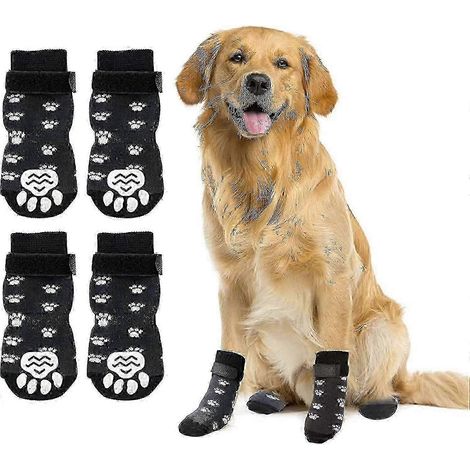 Lot de 2 paires de chaussettes antidérapantes pour chien, chaussettes adhérentes avec sangles pour une meilleure traction, idéales pour l'intérieur sur parquet - Taille XN M (1/4)