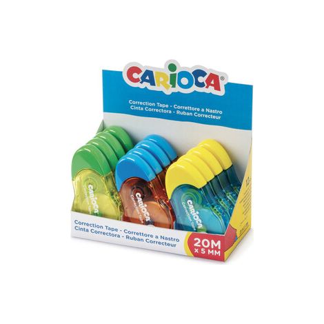 Carioca Tape Expositor de 12 Correctores de Cinta - 20mx5mm - Cubriente - Se Puede Volver a Escribir Enseguida - Ideal para Cualquier Tipo de Papel
Ca