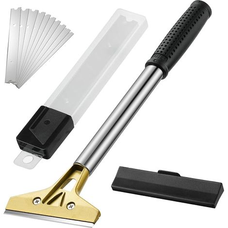 Grattoir avec 11 Lames, Grattoir Peinture avec 12.6inch Long Manche, pour Papier Peint, Grattoirs Vitre pour Vitre, pour Colle, Carrelage de fenêtre, Voiture, Miroir, Nettoyage (1/5)