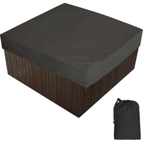 Housse de Protection pour Bain à Remous de Jardin, 210D Tissu Oxford,Imperméable Anti-poussière Anti-UV,pour Extérieur Spa Baignoire (220x218x30cm)-Crezuo (1/4)