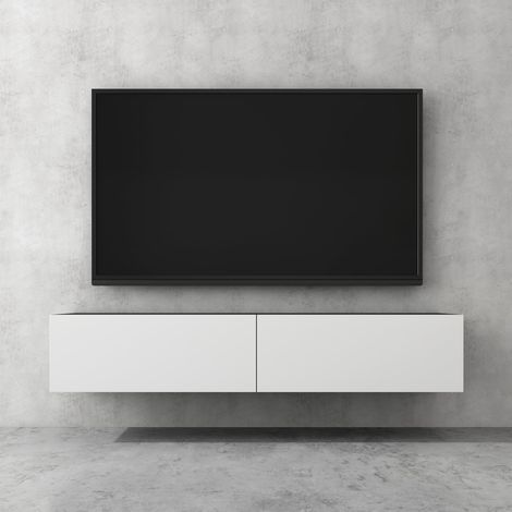 doporro Mobile Porta TV Sospeso 160 cm con 2 Ante Antracite Opaco e Bianco Opaco, Credenza Bassa da Soggiorno Salotto, Madia Consolle Bicolore per TV Fernsehschrank02