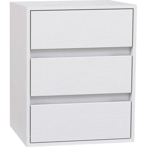 Commode moderne 3 tiroirs en bois blanc 40x30x50.5 cm (1/5)
