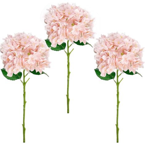 [Hydrangea Artificielle] Main-made Fleur pour Salon Mariage 3pcs Rouge Roses Décor Décoration Maison (1/4)