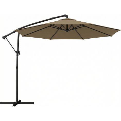 Parasol Lewyn Déporté Inclinable 360° Kaki avec Base et Housse (1/5)