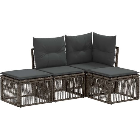 Gartensofa-set 4 pcs Grau Poly-Rattan vidaXL