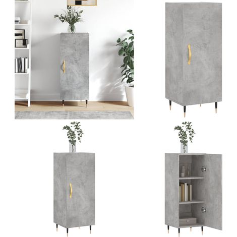 Buffet Gris béton 34,5x34x90 cm Bois d'ingénierie - Buffet Design Moderne - Meuble Rangement Gris - Commode Avec Portes - Buffet Salon - Buffet Cuisine - Home & Living (1/5)