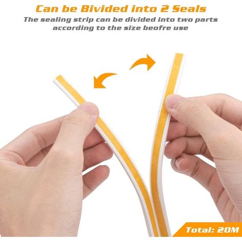2 Pack 20m Bande de Joint, Auto-adhésif Anticollision Joint de Porte, D-Profi Joint d'étanchéité de Porte et Fenêtre pour Anti-intempéries/isolation acoustique - 9mm6mm (1/3)