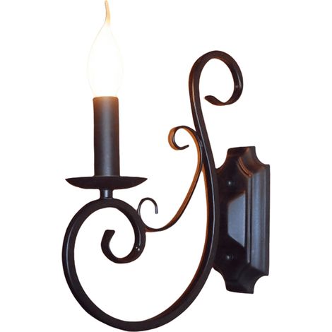 Applique Murale Bougie Rétro - Lumière Chaude 3000 K - Pour Salon ou Chambre à Coucher - Métal Noir - 1 Pièce (1/5)