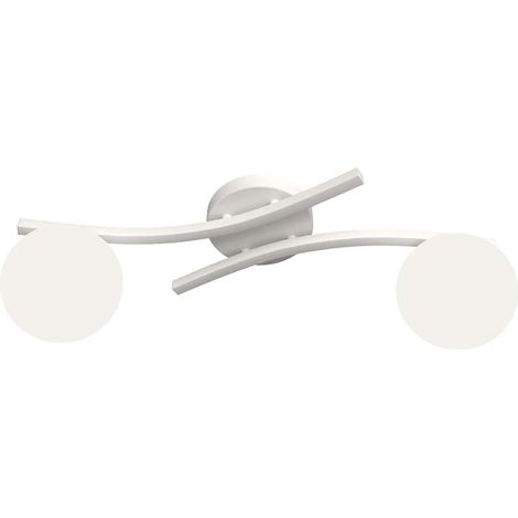 Plafoniera 2 Luci Opus In Accciaio Bianco E Sfere In Vetro Bianco