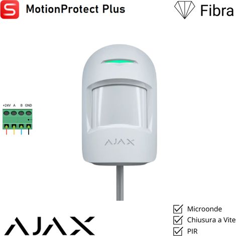 143624 - Superior - Superior MotionProtect Plus Fibra - Rilevatore di movimento cablato con sensore a microonde aggiuntivo - colore white - Ajax sicurezza professionale