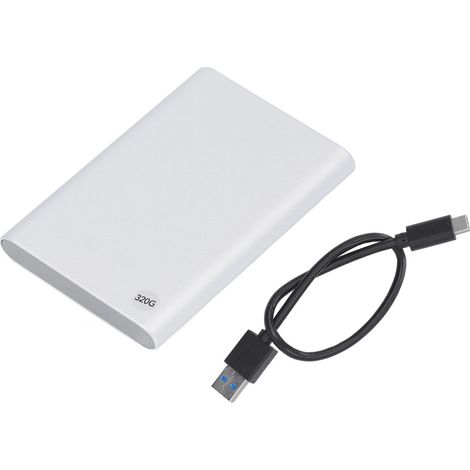 Boîtier externe pour disque dur 2,5 pouces, Type C USB 3.1 jusqu'à 10 Gbps, ultra-fin, portable, argent, 320 Go, pour PC et ordinateur portable (1/5)