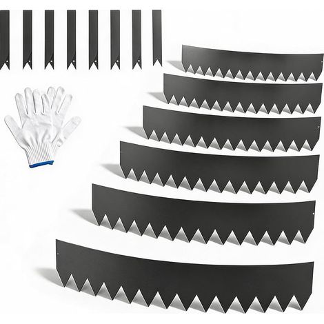 Bordure de Jardin en Acier Galvanisé, Lot de 6, 6,10 m, Noir (1/5)