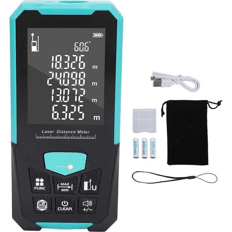 Digitaler Entfernungsmesser mit 150 m Reichweite, 2,4-Zoll-Display mit Hintergrundbeleuchtung, USB-Ladefunktion, 4-fach kompatibel, IP54-Schutzart, Hand-Entfernungsmesser