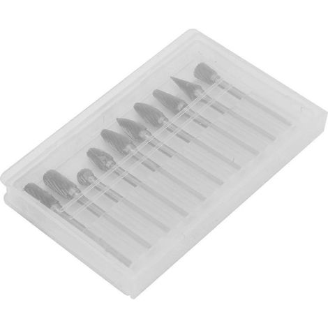 10-teiliges Set aus Wolframkarbid-Rotationsfräsern mit Einzelschnitt, 1/8 Zoll