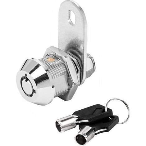 Serratura a camma tubolare cilindrica, accessori per cassetta degli attrezzi, serratura per porta in lega di zinco con 2 chiavi per camper, cassetta postale, schedario (1,6 cm) (1/5)