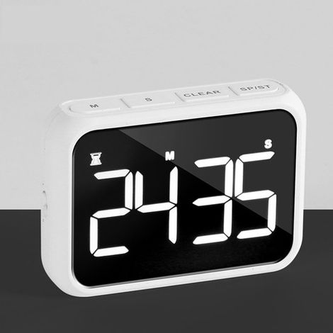 USB-wiederaufladbarer lauter digitaler Küchentimer mit großem LCD-Display und einstellbarer Lautstärke idealer magnetischer Timer für oder Küche weiß