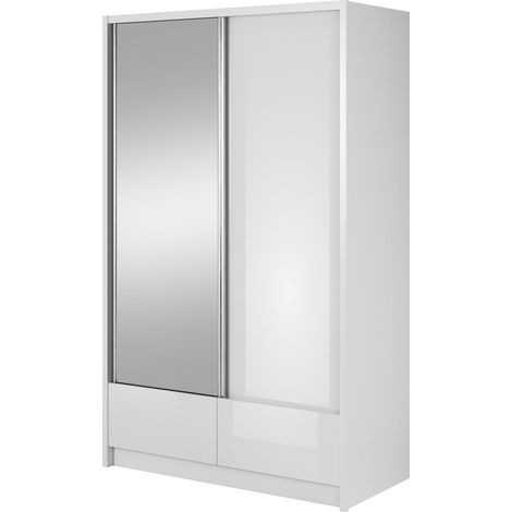 Armario ARIA I 134 cm con 2 puertas correderas, cajones, blanco brillante