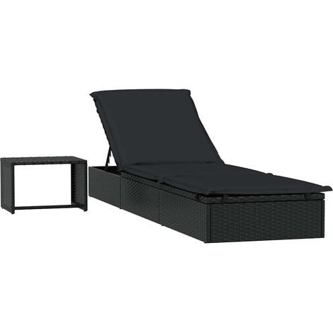 Maison Exclusive - Tumbona 1 ud con mesita ratán sintético negro (1/5)