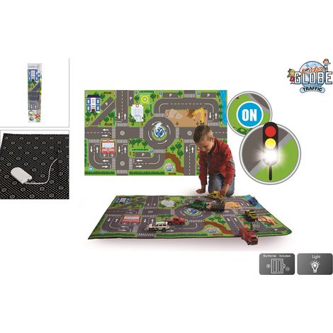 KidsGlobe Spielteppich leuchtende LED-Ampeln mit StraÃƒüen Kinder-Teppich 120x72cm
