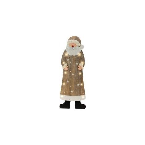 Père Noel en bois LED 605x205x35mm lumineux 10 leds fixes 3000K à piles 3V (non inclus) déco intérieur BLACHERE JFA85 (1/2)