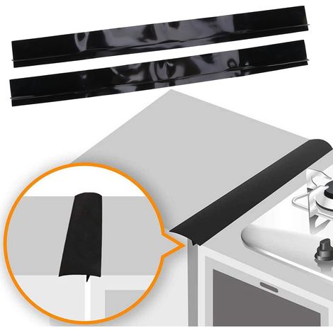 Lot de 2 sachets OPP noirs de 25 pouces pour recouvrir le plan de travail de la cuisinière, joint d'étanchéité en silicone pour plaque de cuisson, bande d'étanchéité résistante aux huiles et aux tache (1/5)
