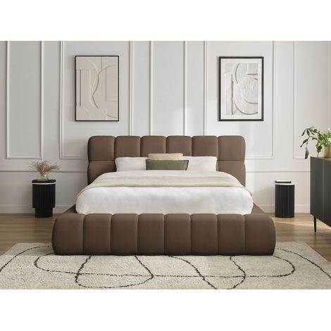 BOBOCHIC - Lit coffre MONT-BLANC tissu mesh 180x200 Marron (1/5)