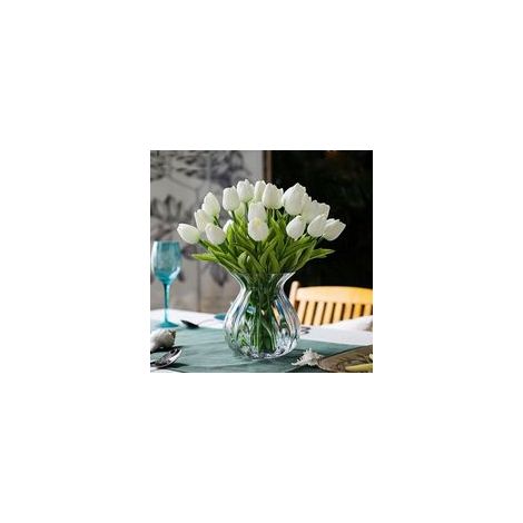 Bouquet de 10 tulipes artificielles en PU – Toucher réaliste – Longueur 33 cm – Tête de fleur 5x3 cm – Décoration intérieure mariage (1/5)