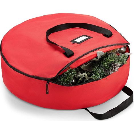 INHHUB Christmas Wreath Storage Container - Bag for 36-inch Artificial Wreaths - Double Zipper Wreath Storage with Sturdy and Durable Handles - (1/5)