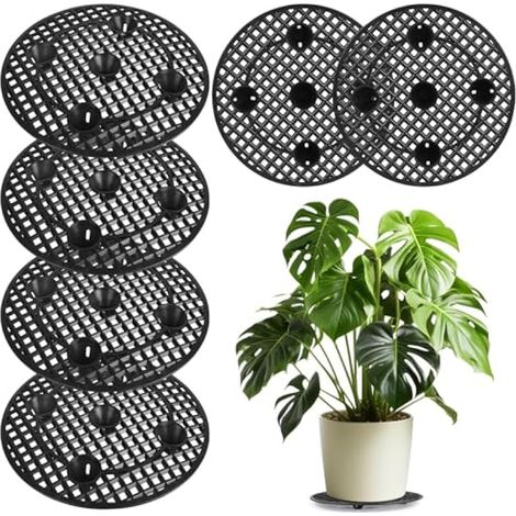 Supports pour pots de fleurs, tapis de drainage, support en maille pour pots de fleurs, grille de drainage pour intérieur, extérieur, jardin, terrasse ou balcon (lot de 6)