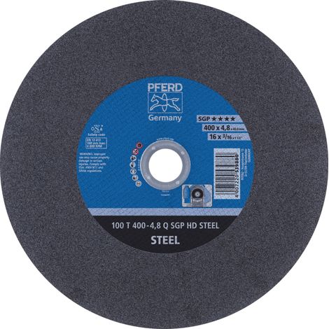 PFERD TOOLS Stationäre Trennscheibe T 400x4,8x40mm "mittelhart" HD STEEL für Stahl 100m/s 10 Stk (1/4)
