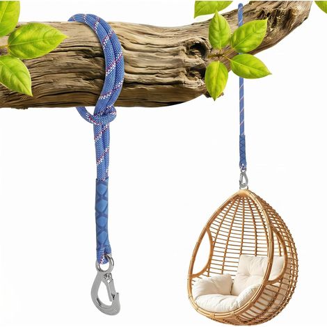 Corde Fixation balançoire 60 cm Bleue avec Mousqueton Jusqu à 200 kg (1/5)