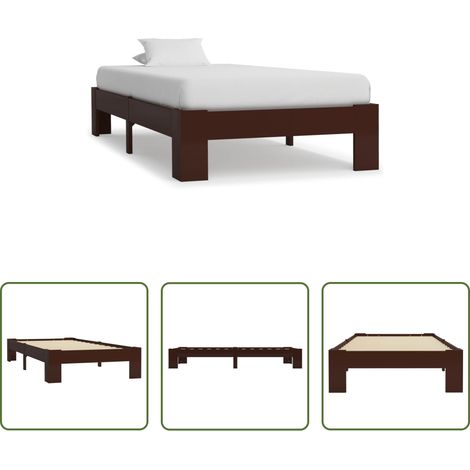 Cadre de lit - Cadre de lit sans matelas marron foncé bois pin massif 90x200cm (1/5)